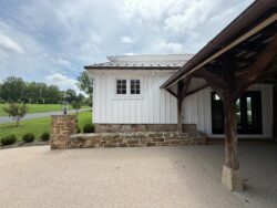 The Barns at Crest Hill Fireplace Patio facing Main Barn
