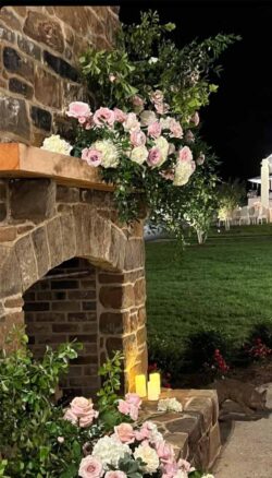 The Barns at Crest Hill Fireplace Patio decorated