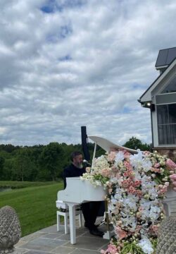 The Barns at Icehouse Patio with decorated piano