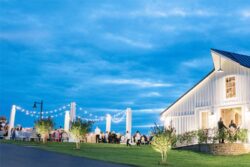 The Barns at Crest Hill Main Climate-Controlled Barn Wedding Reception at Night